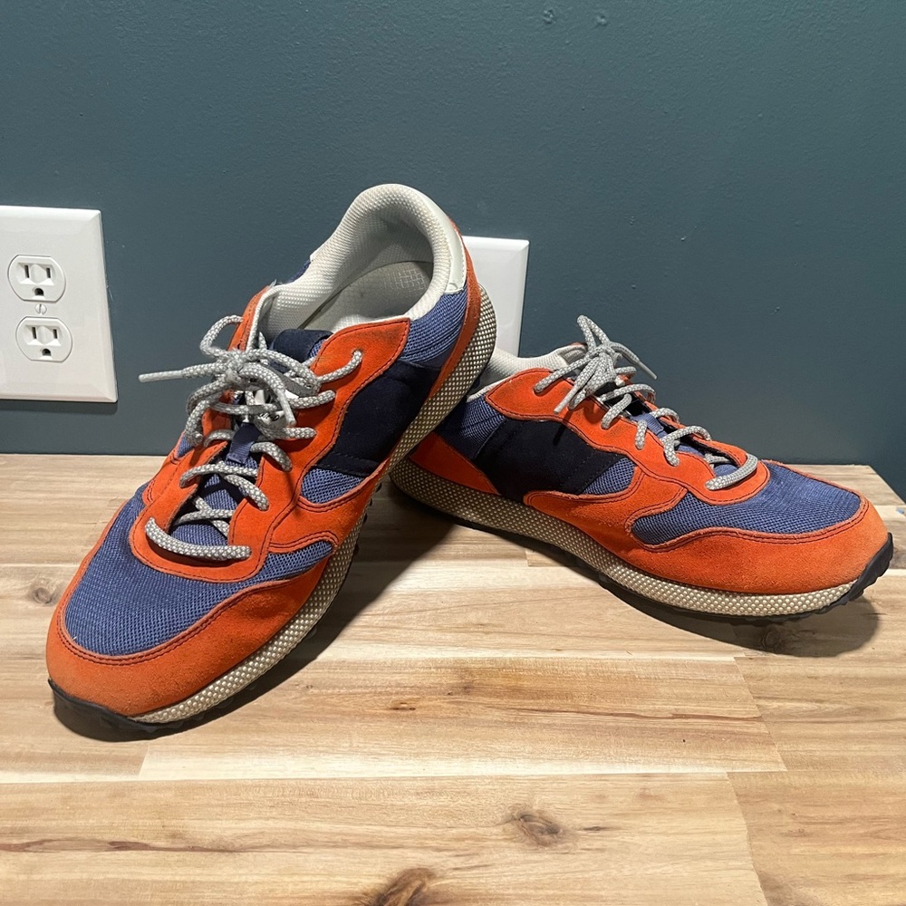 Johnnie-O Men’s Range Runner Suede Orange and Navy Golf Sneakers Size 11.5 - Picture 2 of 7
